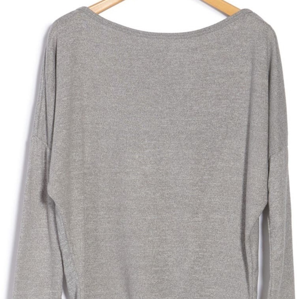 Go Couture boatneck dolman sleeve knit sweater in heather gray size L - Picture 2 of 8